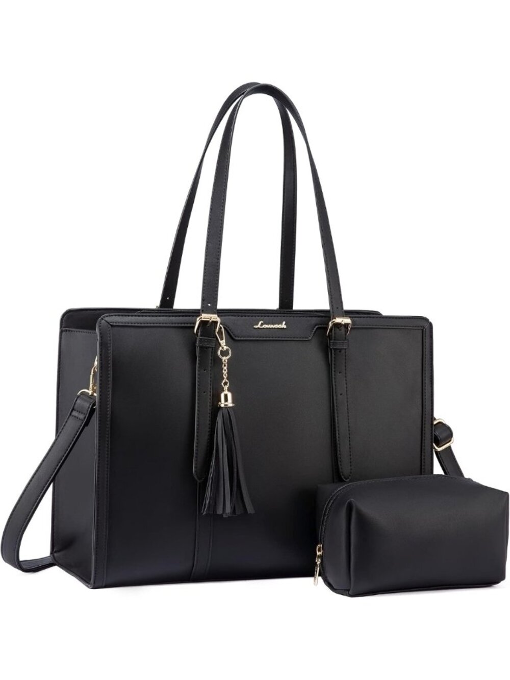 Stylish Lightweight 15.6" Laptop Tote Bag with Clutch Purse - Large Capacity for